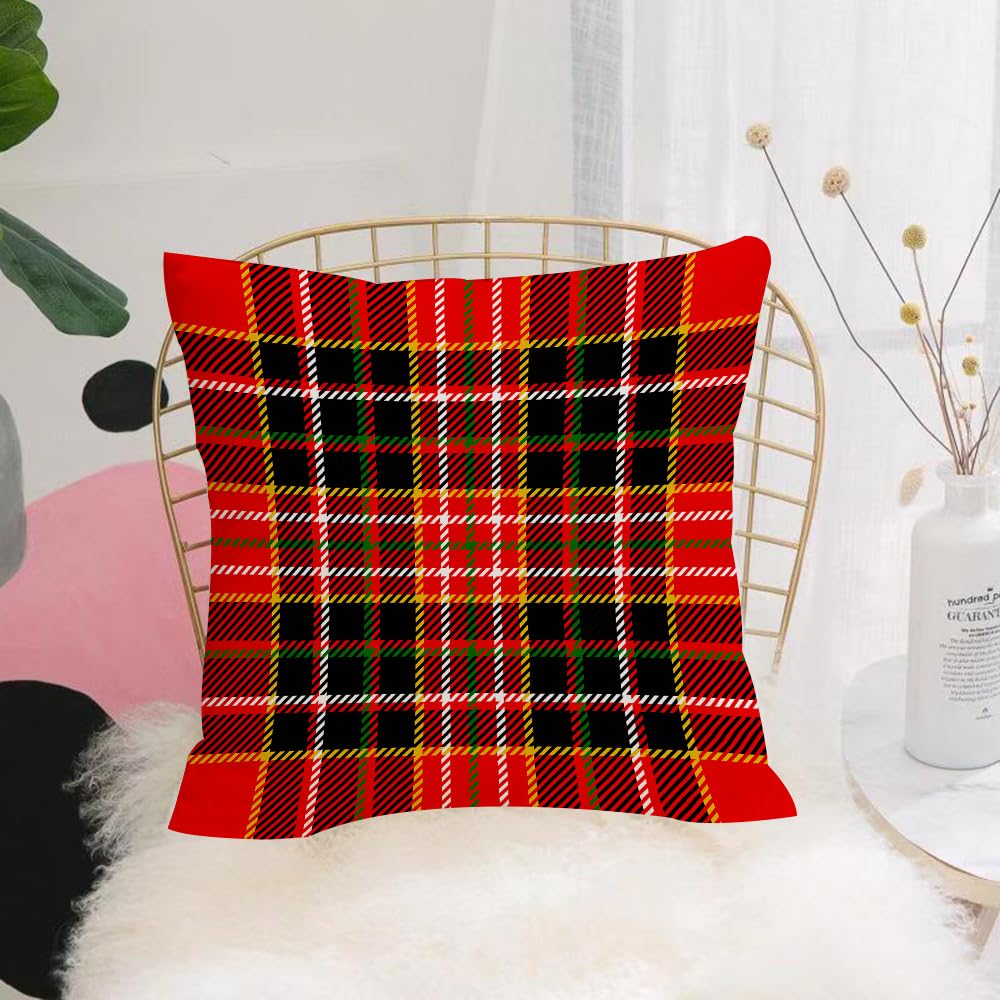 HYOSXW Cushion Cover,Throw Pillow Case Home Decorative for Living Room Bedroom Sofa Chair 16X16 Inch,Red Plaid,Vertical and Horizontal Lines Tartan Backdrop Scottish Culture,Pillowcase 40X40cm