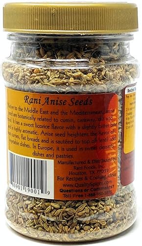 Miniatura 3 de Rani Anís Seeds (Hari Saunf) Tarro PET de 3 onzas (3.00 oz)  Todo natural  Apto para gluten  Sin OMG  Vegano  Origen indio