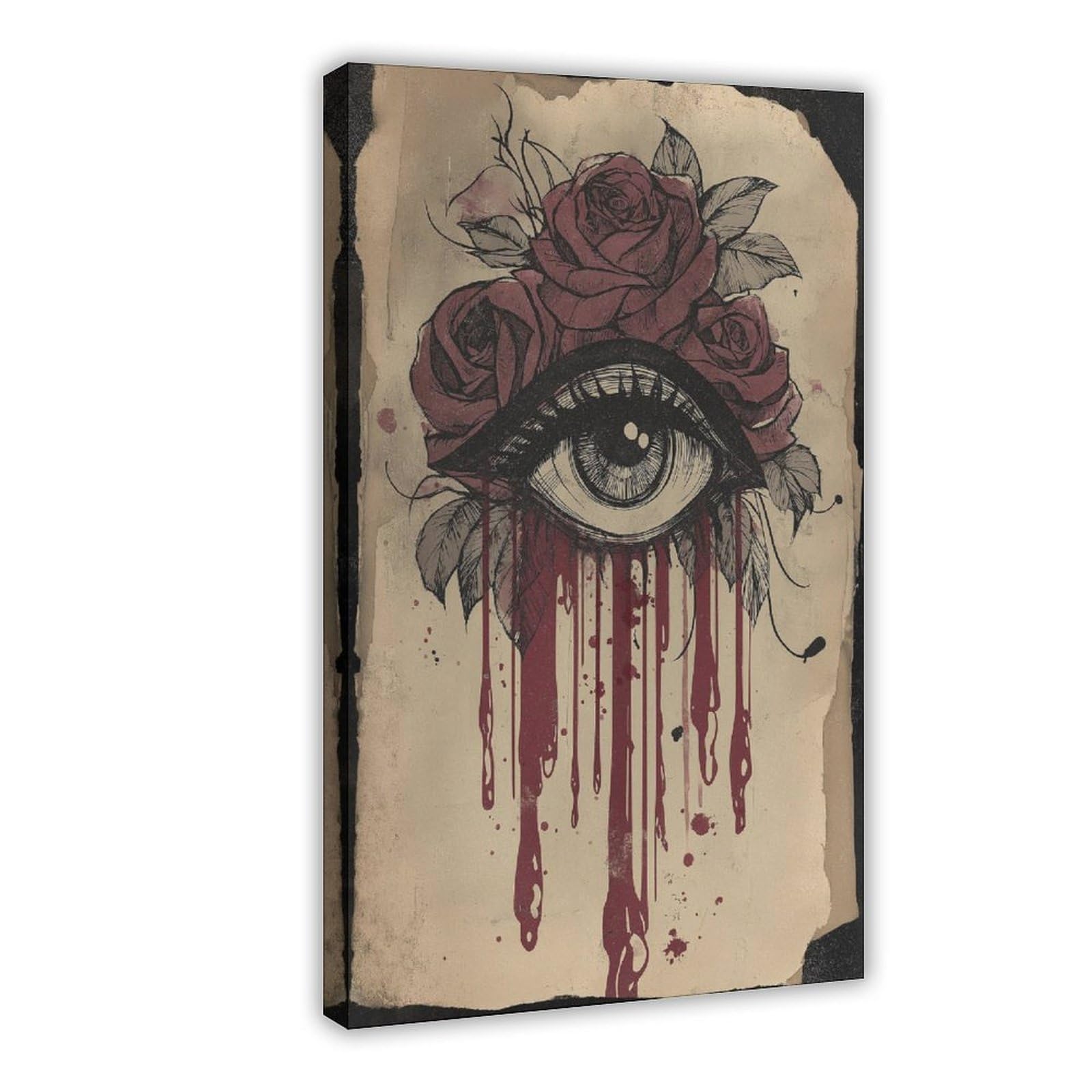 YWTJAX Gothic Eye Rose Poster Canvas Poster for Bedroom Decor Gift