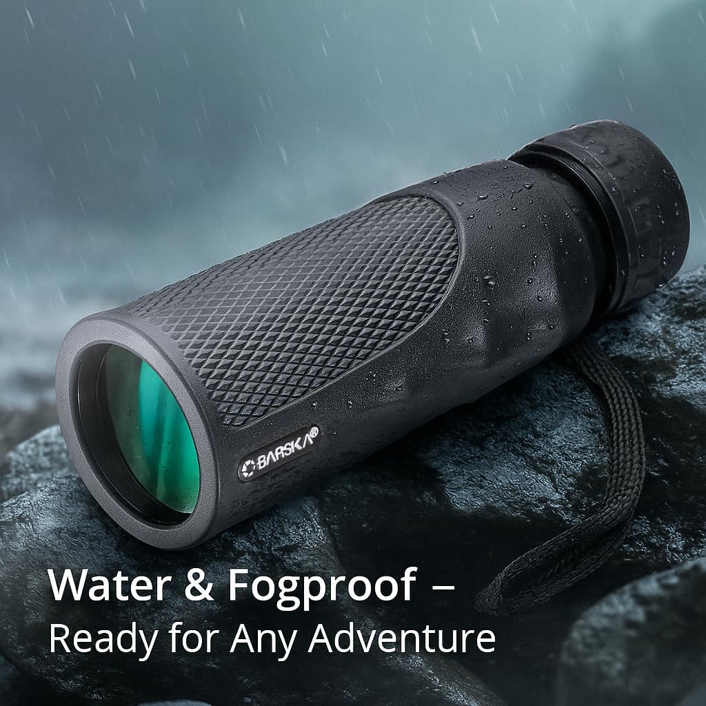 Barska Blackhawk Waterproof Monocular – Compact, Fogproof, Multi-Coated Optics, Slip-Resistant Grip for Birding, Hiking, Sports, Concerts & Outdoor Use