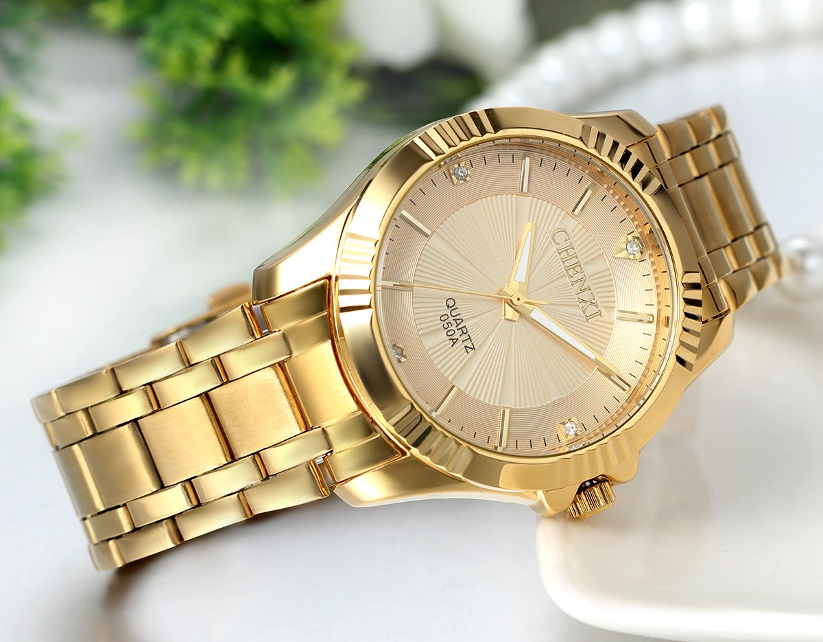 JewelryWe Nowy złoty rycerz designerski zegarek, biznesowy zegarek na co dzień, 3 dekoracyjne oczy, atrakcyjna tarcza czarno-złoty/biały, zegarki męskie złoty pasek