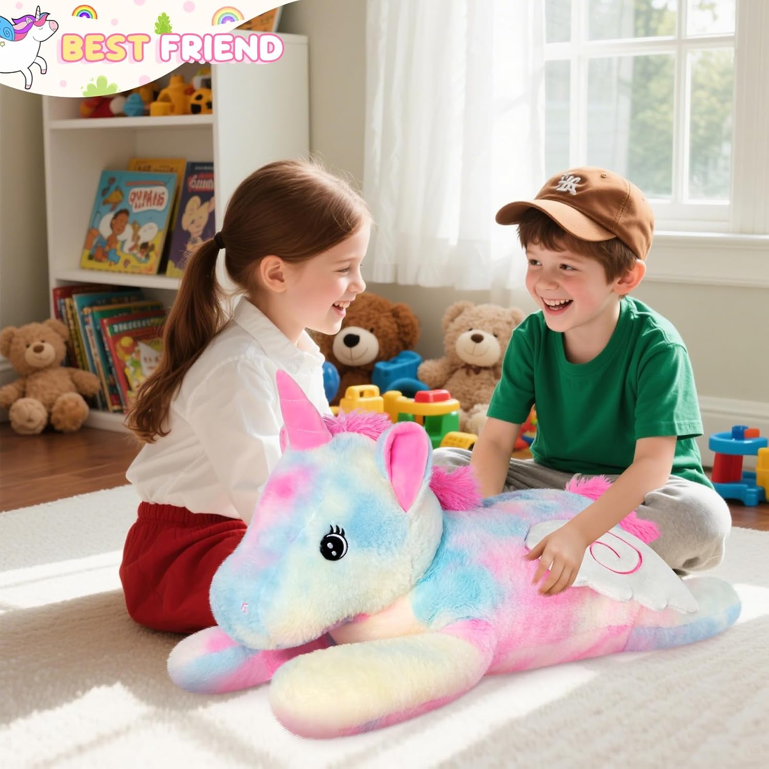 SuzziPals Giant Rainbow Unicorn Stuffed Animal 30", Jumbo Soft Big Stuffed Animals, Giant Plush Toys for Relaxation & Comfort, Huge Cuddly Cute Plushies Unicorn Gifts for Family and Friends