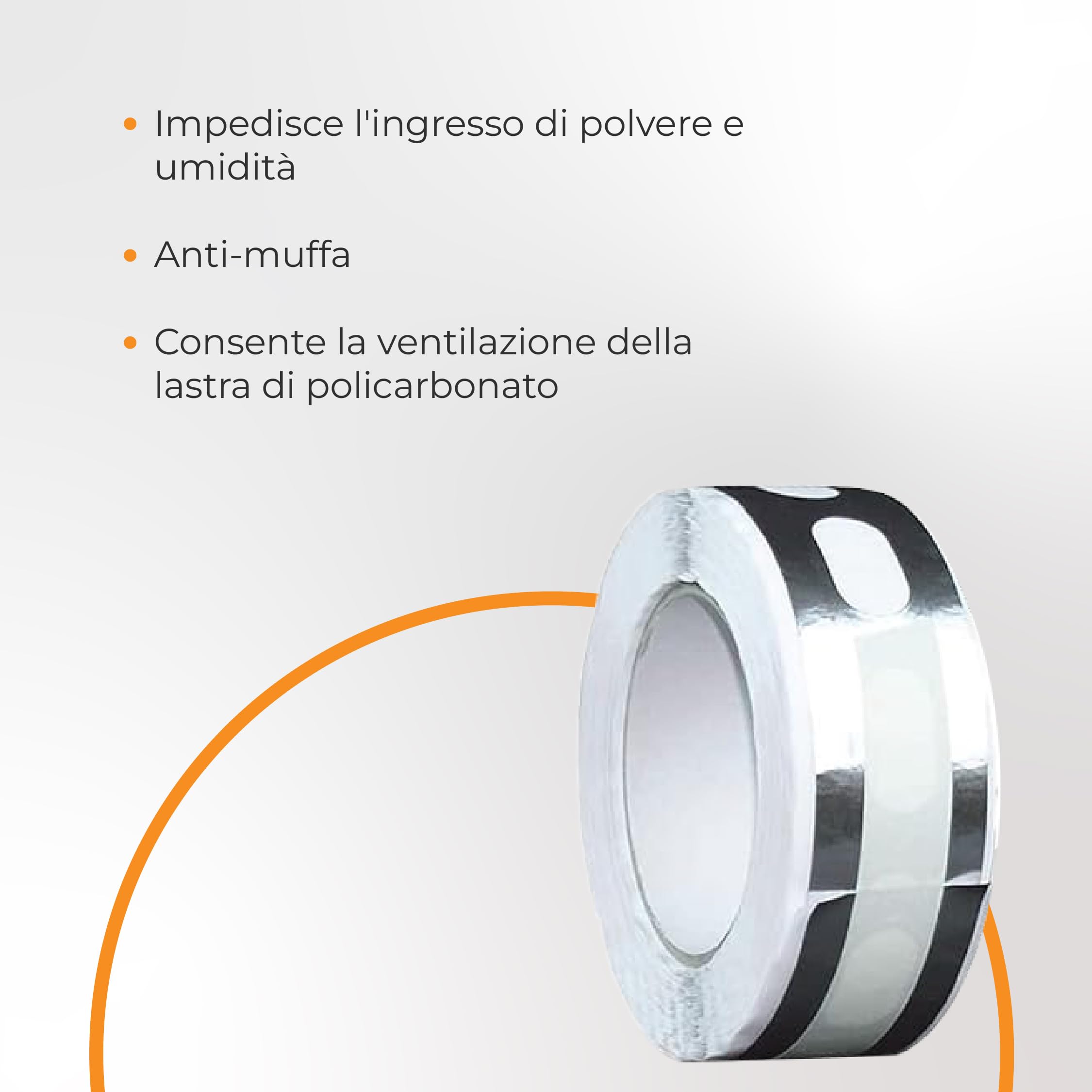 Nastro Adesivo in Alluminio Forato - Per Sigillare Pannelli In Policarbonato - Antimuffa - Permette la Ventilazione - 60 mm x 33 ml