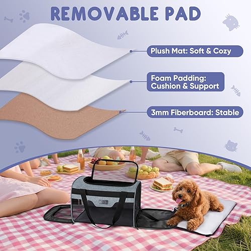 Miniatura 15 de BALEINE Transportador para gatos, cachorros y cachorros para mascotas pequeñas y medianas de hasta 15 libras, bolsa de viaje para perros de lados