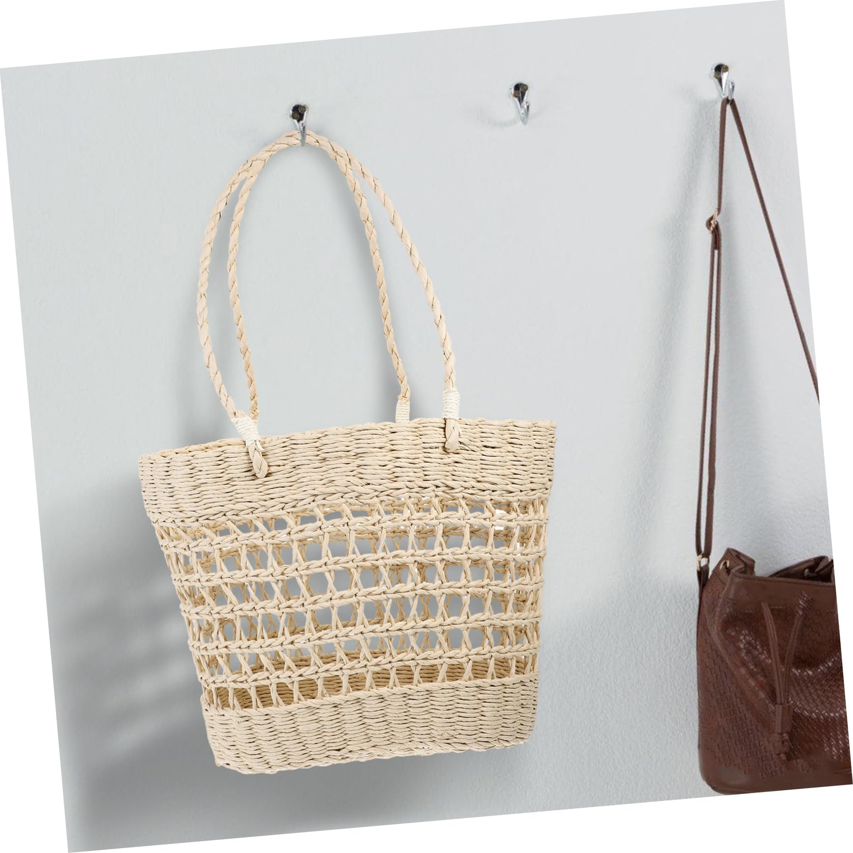 Bolso Tote de Rafia Ligera Mano para Mujer Bolsa de Playa Portátil y Versátil para Vacaciones y Diario Diseño y Estilo