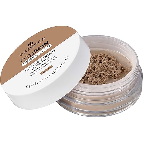 essence | My Skin Perfector Loose Fixing Powder | Instant Blur Effect & Natural Matte Finish | Vegan, Paraben Free, Gluten Free, Oil Free | Cruelty Free (40 | Tan)