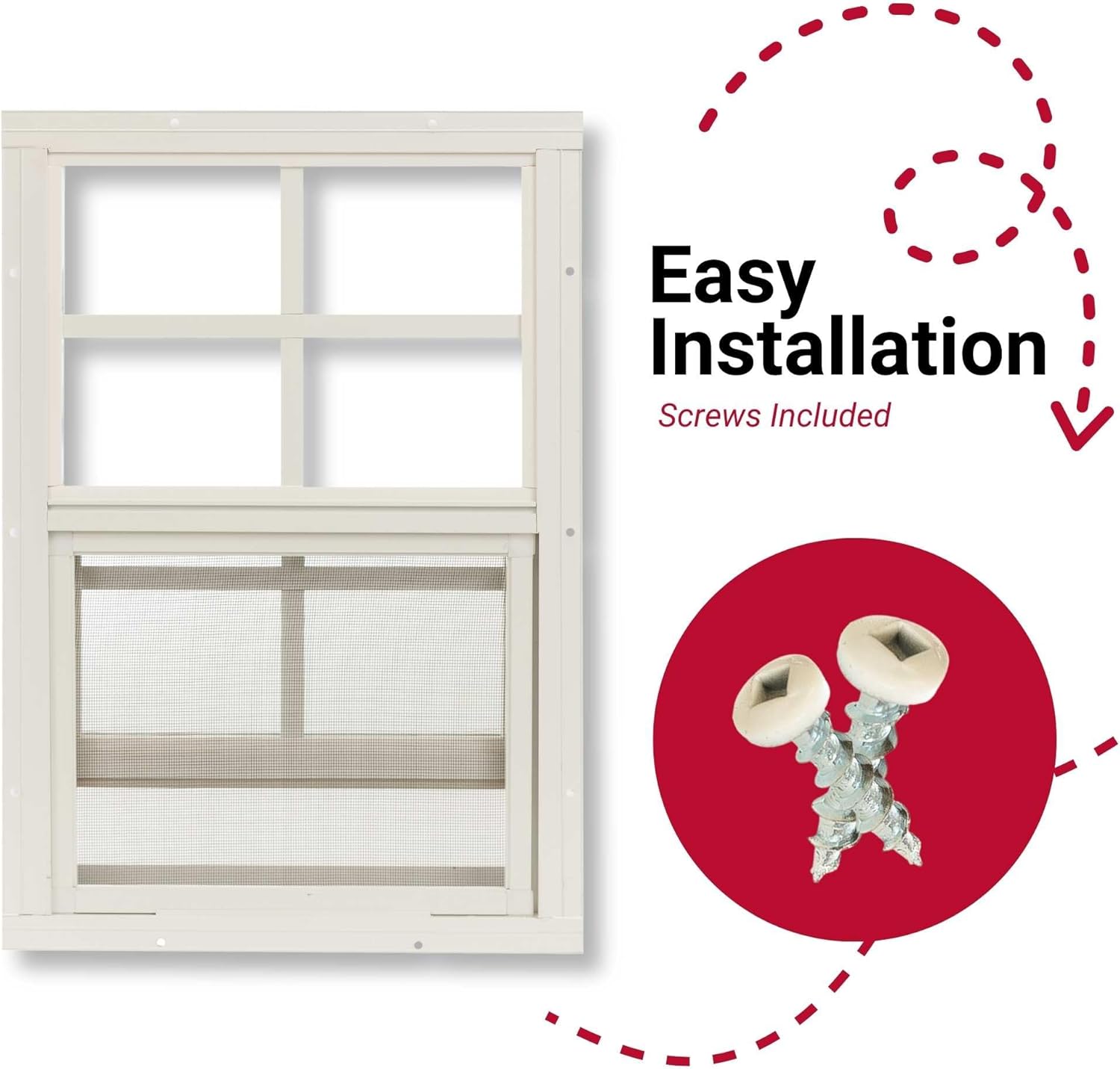 Shed Windows 12x18 (1-Pack) | Sliding Windows with Tempered Glass & Screens | Flush Mount, White Aluminum Frames for Sheds, Chicken Coops & Playhouses