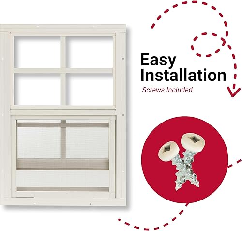 Miniatura 7 de Ventanas de cobertizo de 18 x 23 pulgadas (paquete de 1)  Ventanas corredizas con vidrio templado y pantallas  Montaje empotrado, marcos de aluminio