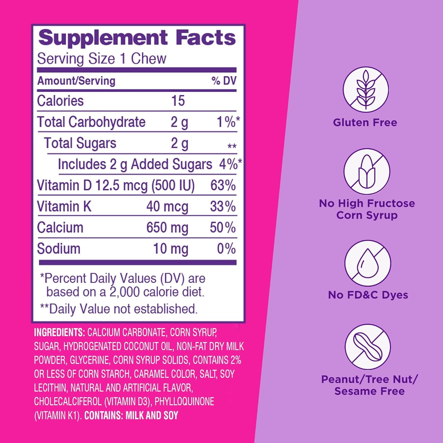 Viactiv Calcium + Vitamin D Supplement Soft Chews, 60 Count, Caramel — Amazon image 3