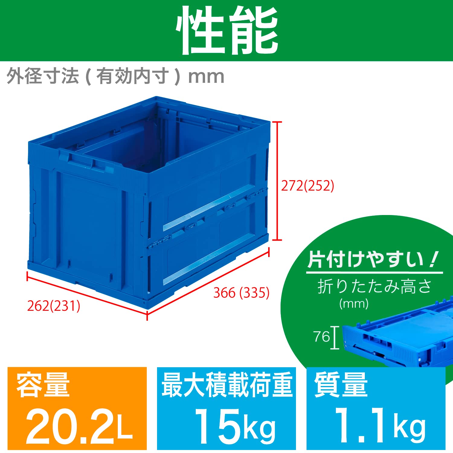 Amazon | トラスコ中山(TRUSCO) α折りたたみコンテナ 20L ダークブルー