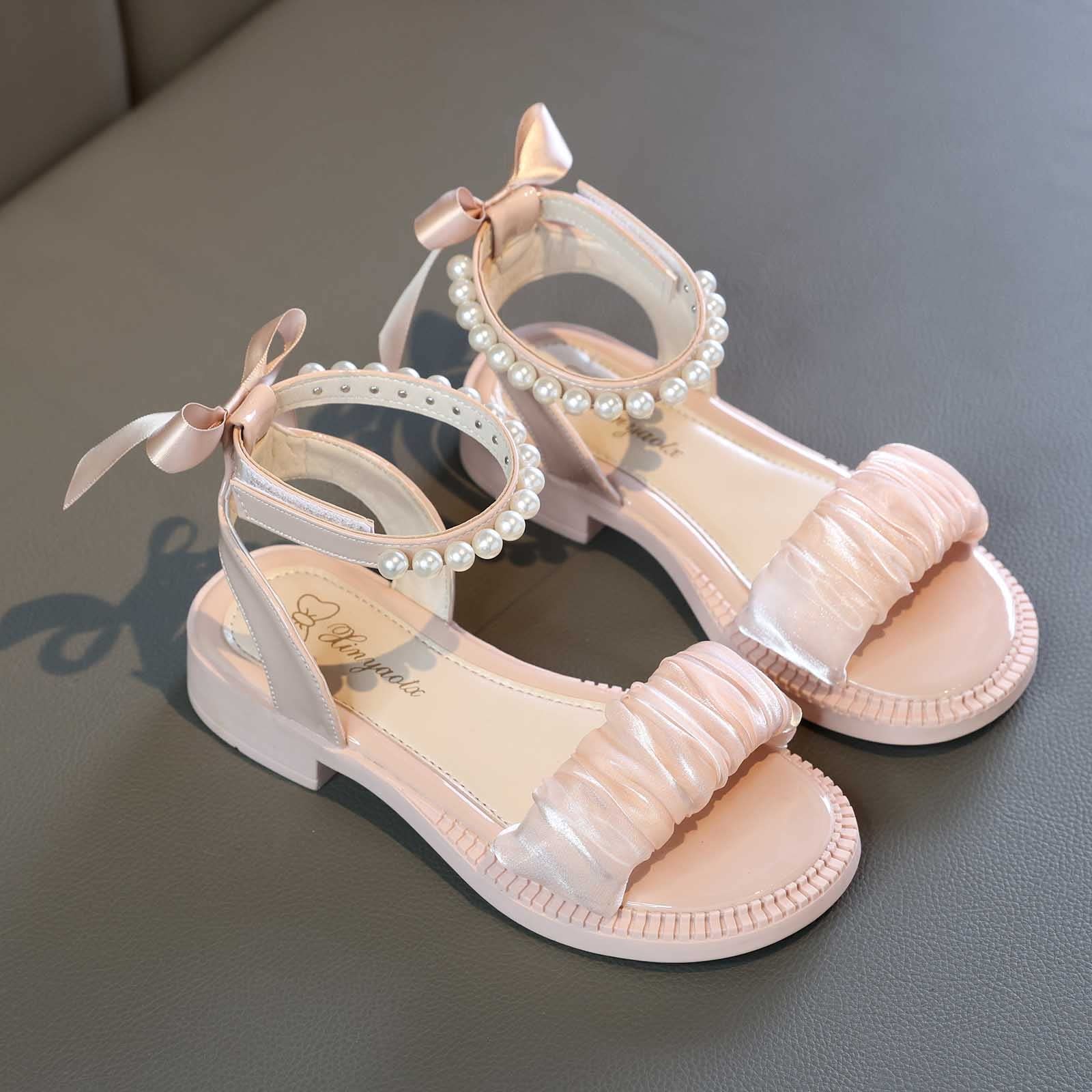 YHQZNLXQ Sandali Ragazza, Punta Aperta, Cinturino alla Caviglia, Scarpe Eleganti, Festa di Nozze, per Bambini, Scarpe da Principessa, per Neonati