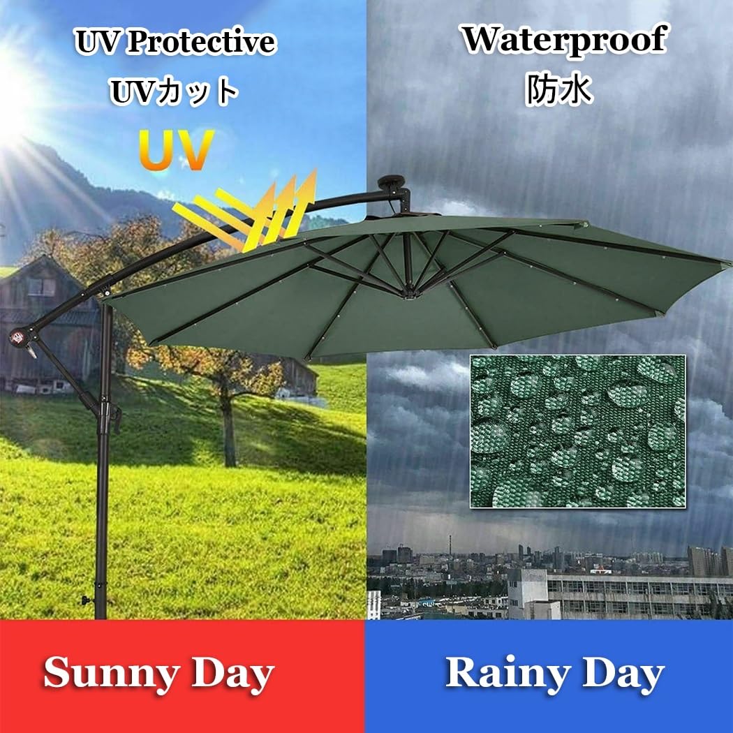 Auvent de rechange avec protection UV pour parasol de marché 6/8 baleines - Convient pour 200/270/300 cm - Tissu marron durable - Résistant aux UV - Facile à installer