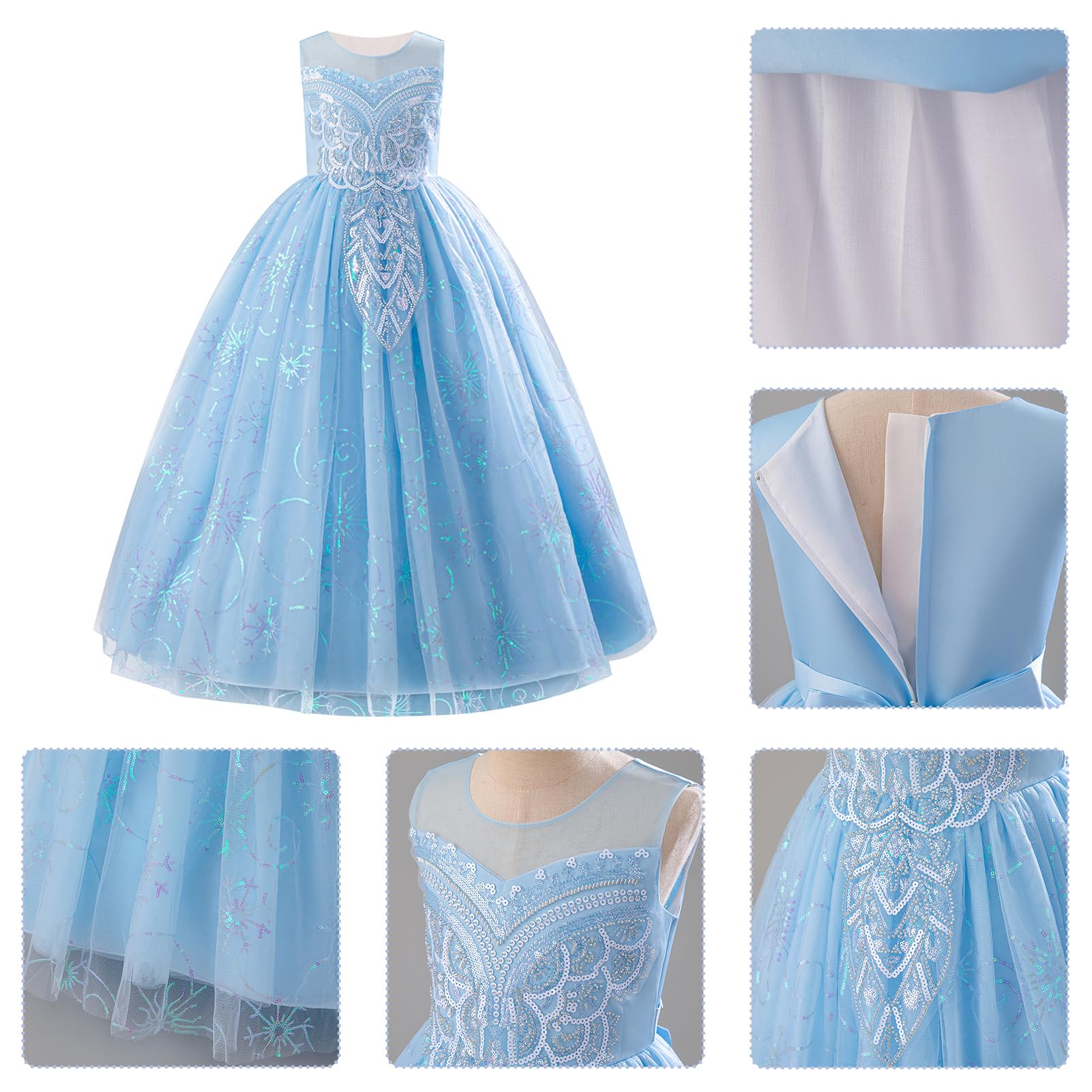 IDOPIP Blumenmädchen-Kleid mit Perlenstickerei, ärmellos, Tüll, Midi-Kleid, Brautjungfer, Hochzeit, Party, Abschlussball, Geburtstag, Festzug, Kleid für Kinder und Mädchen