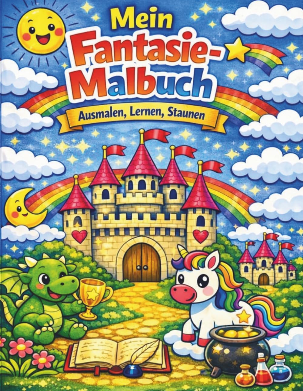 Mein Fantasie-Malbuch: Ausmalen, Lernen & Staunen