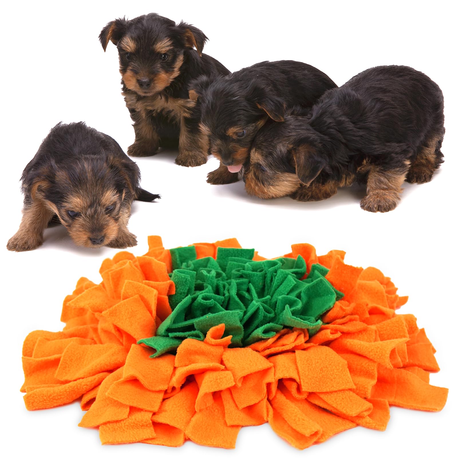 Snuffle Mat for Dogs - Stimulating Feeder Mat for Dogs Unlimited Connection Enrichment Toys to Train Smell and IQ Stress Relieving Gift Your Furkid Need Be Used Under Supervision (Orange-Green)