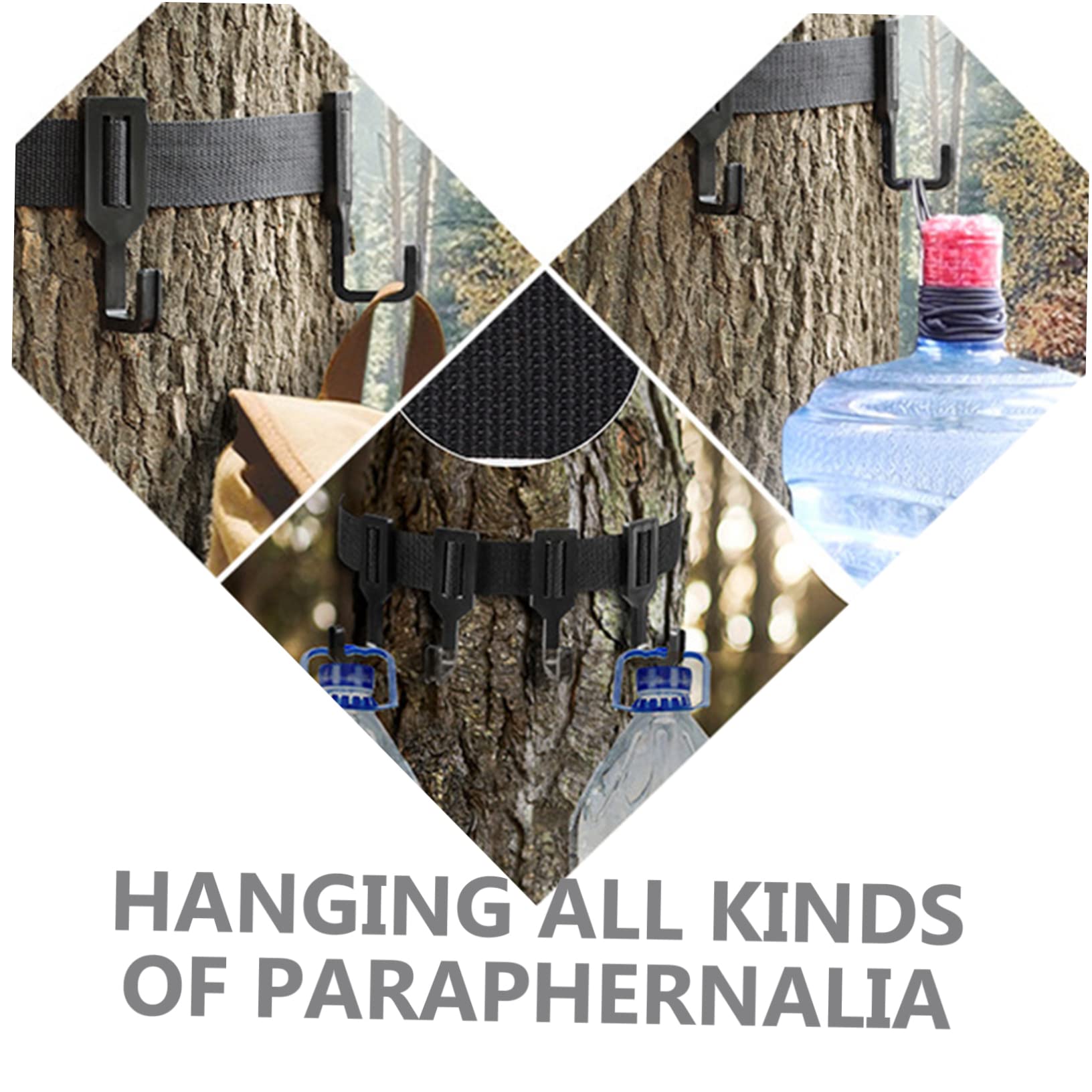 VANZACK Elastic Tree Stand Strap Metal Hooks 1 Set Multi-use Webbing Tree Hooks for Stabilizer Straps