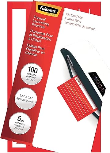 Fellowes Bolsas de laminación en caliente, tamaño de tarjeta de archivo, 5 mil, paquete de 100 (52017)