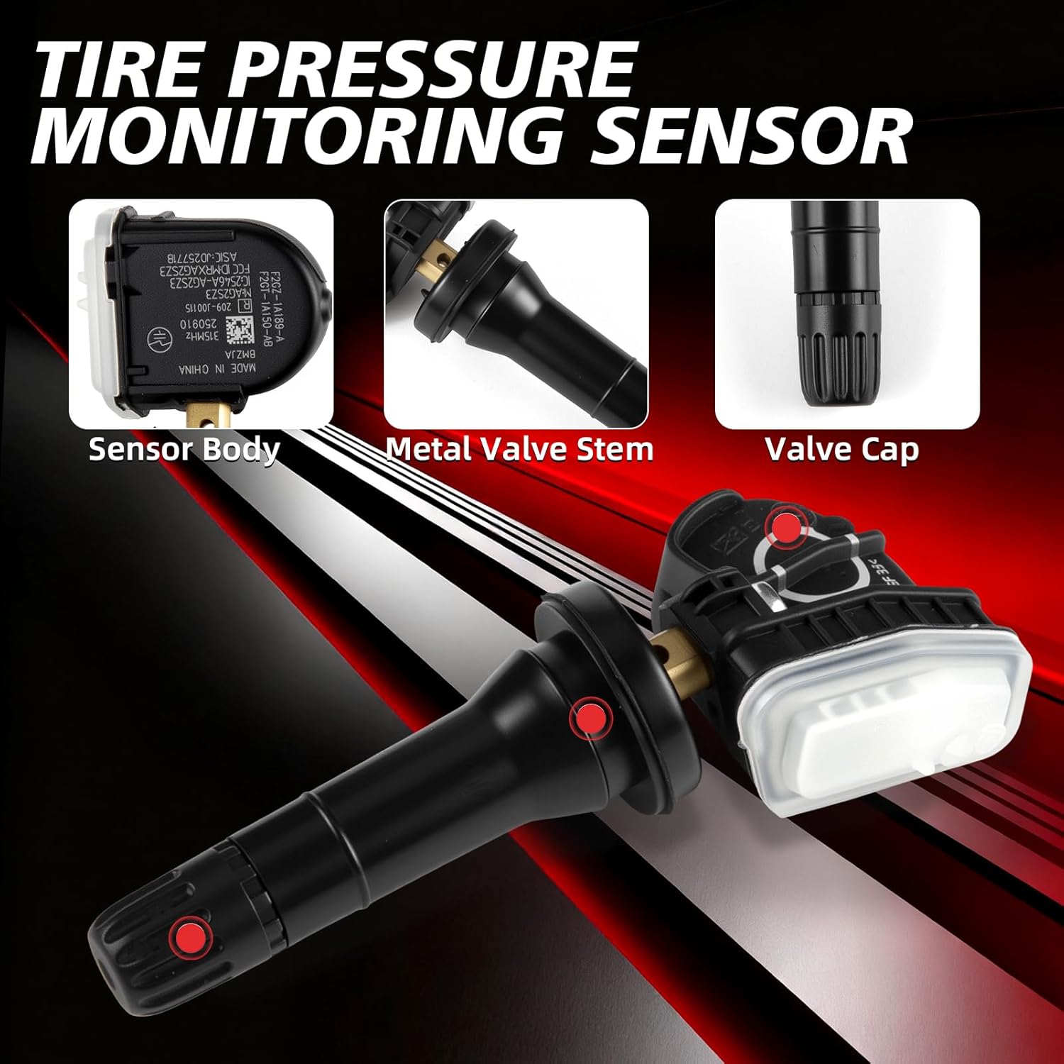 Pre-Programmed Tire Pressure Monitoring Sensor 315MHz TPMS Sensor Compatible with Ford 2016-2021 Edge 2015-2017 Explorer 2016 2017 F150 Fusion for:-Mustang 2015-2017 Set of 4 F2GZ1A189A