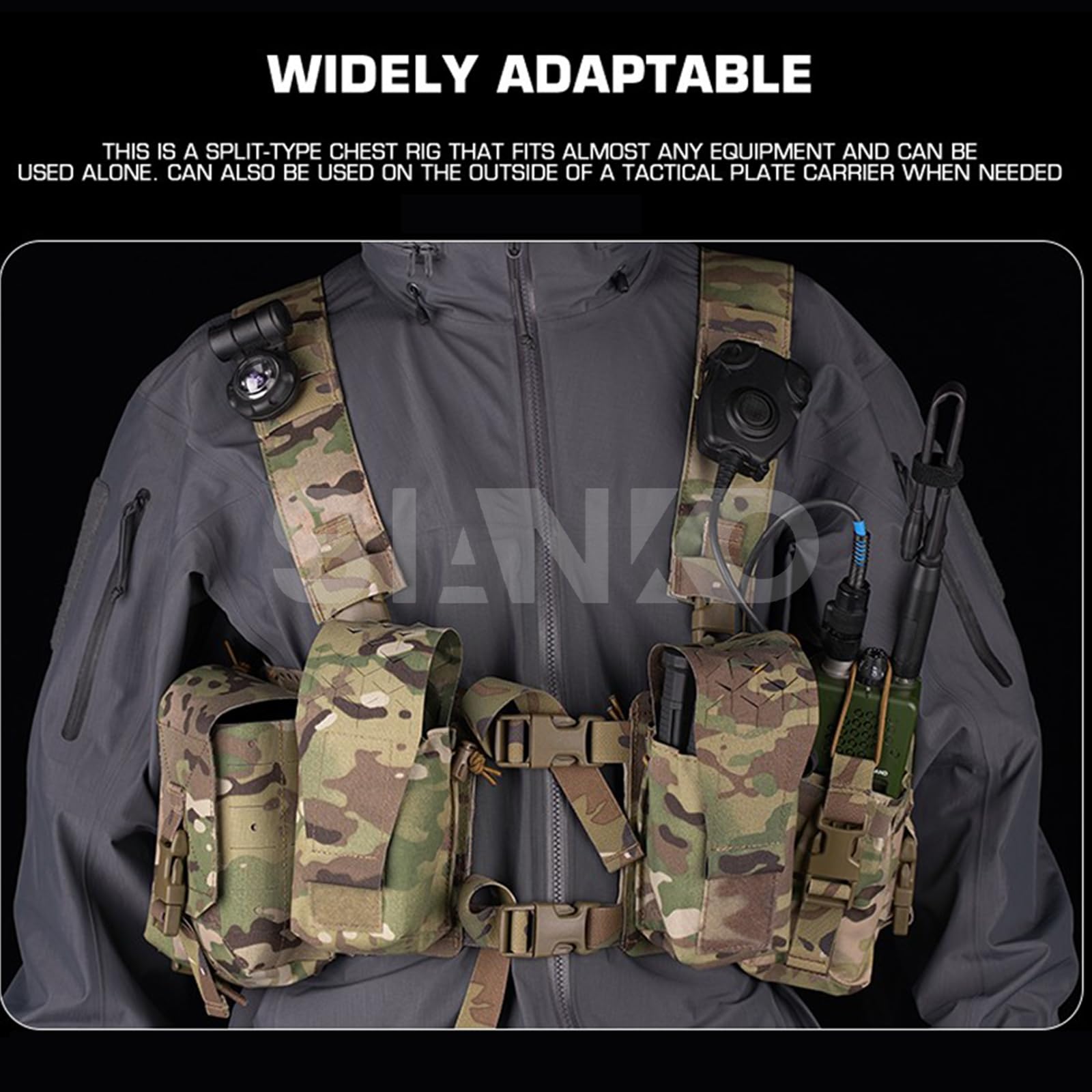 Multifunzione Tactical Chest Rig Expansion Pack,Grande Capacità Molle Storage Pouch Organizer Bag,Airsoft Paintball Militare Vari Carrier