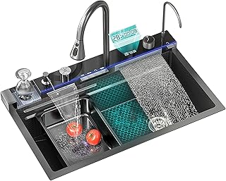 Luxus-Küchenspüle, Fliegender Regen-Wasserfall, Mit Digitalanzeige, Einzelwaschbecken, Großer Einzelplatz, Geschirrspüler,...