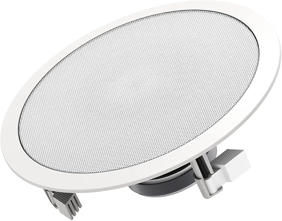 Audio 3-Way Premium in-Ceiling 8 Round Speaker, Dual 1-inch Silk Dome Tweeters, 9.5 Inch Cutout Diameter, Each, White