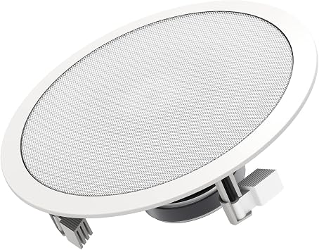 Audio 3-Way Premium in-Ceiling 8 Round Speaker, Dual 1-inch Silk Dome Tweeters, 9.5 Inch Cutout Diameter, Each, White