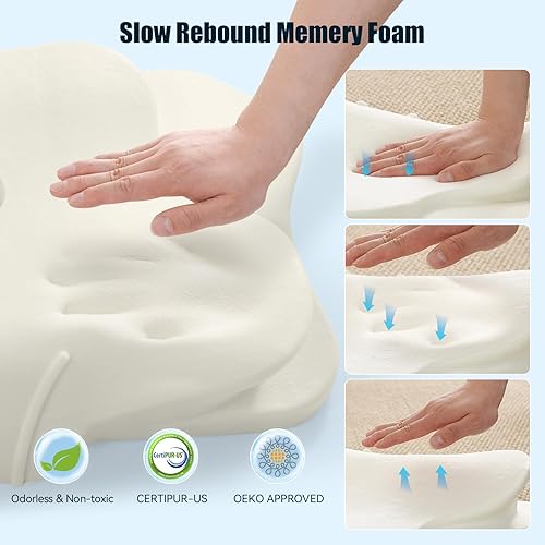 Miniatura 4 de Almohada cevical ergonómica para aliviar el dolor de cuello, almohada de espuma viscoelástica de contorno para dormir de lado, espalda y estómago