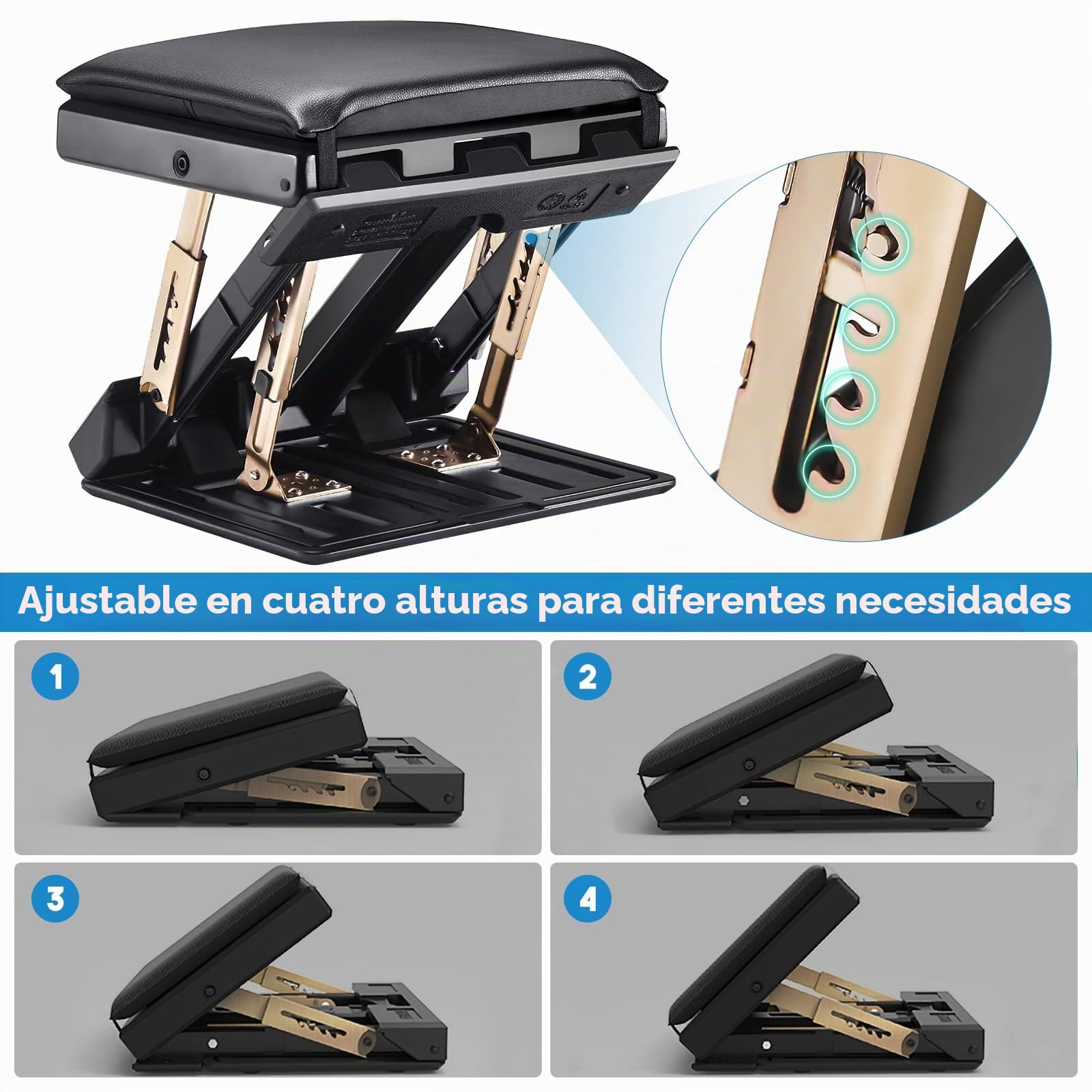 Reposapies de Oficina, Reposa pies Trabajo Oficina con Altura Regulable, Reposa pies Escritorio Ergonómico con Cojín Suave, Función de Masaje, Carga de 55kg, Adecuado para el Hogar, la Oficina