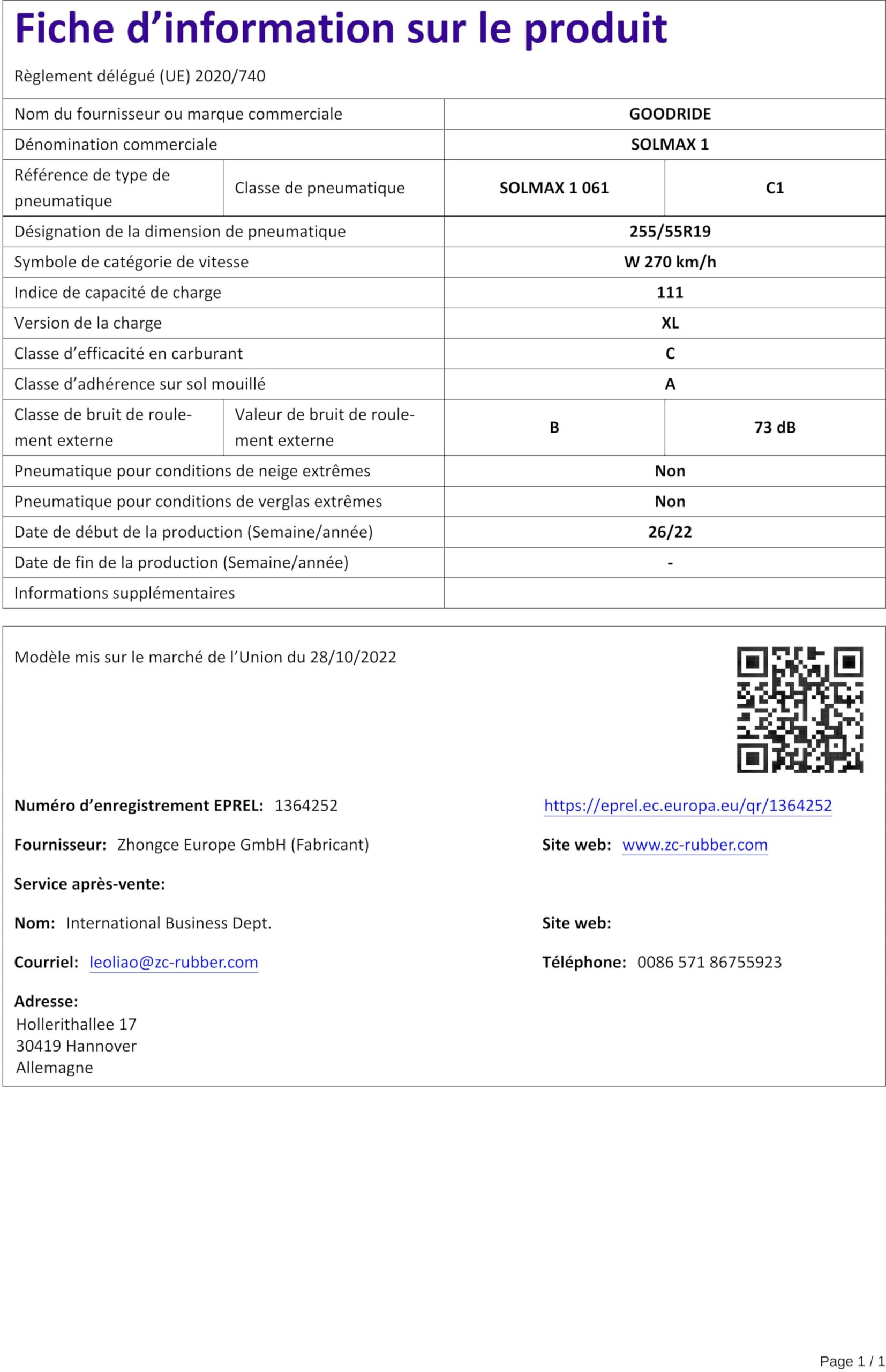 GOODRIDE 255/55 R19 111W Neumáticos de Verano XL Auto