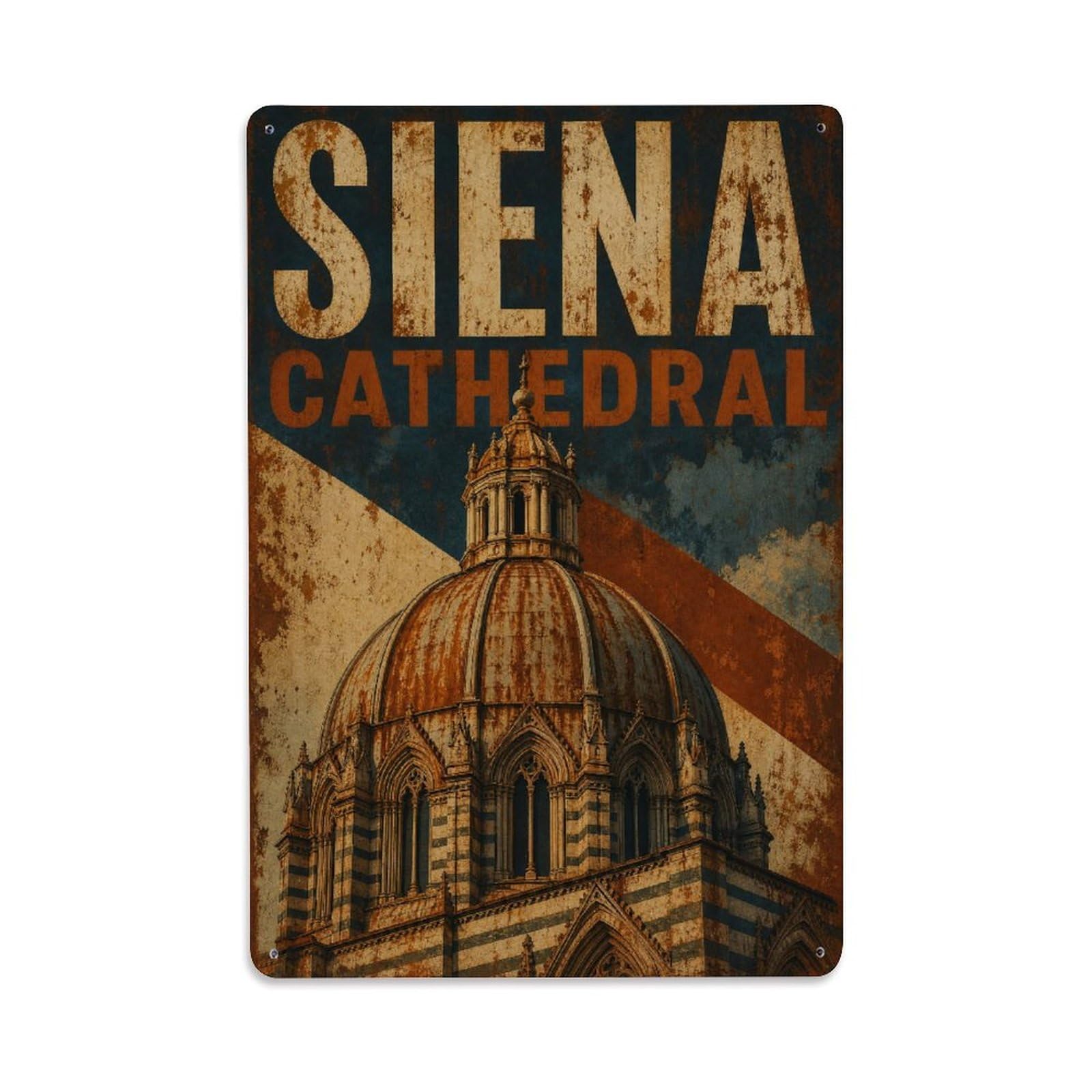 Huiyhb 8X12inch(20X30cm) Vintage Travel Siena Cathedral Dome Architecture Italy Metal Tin Sign