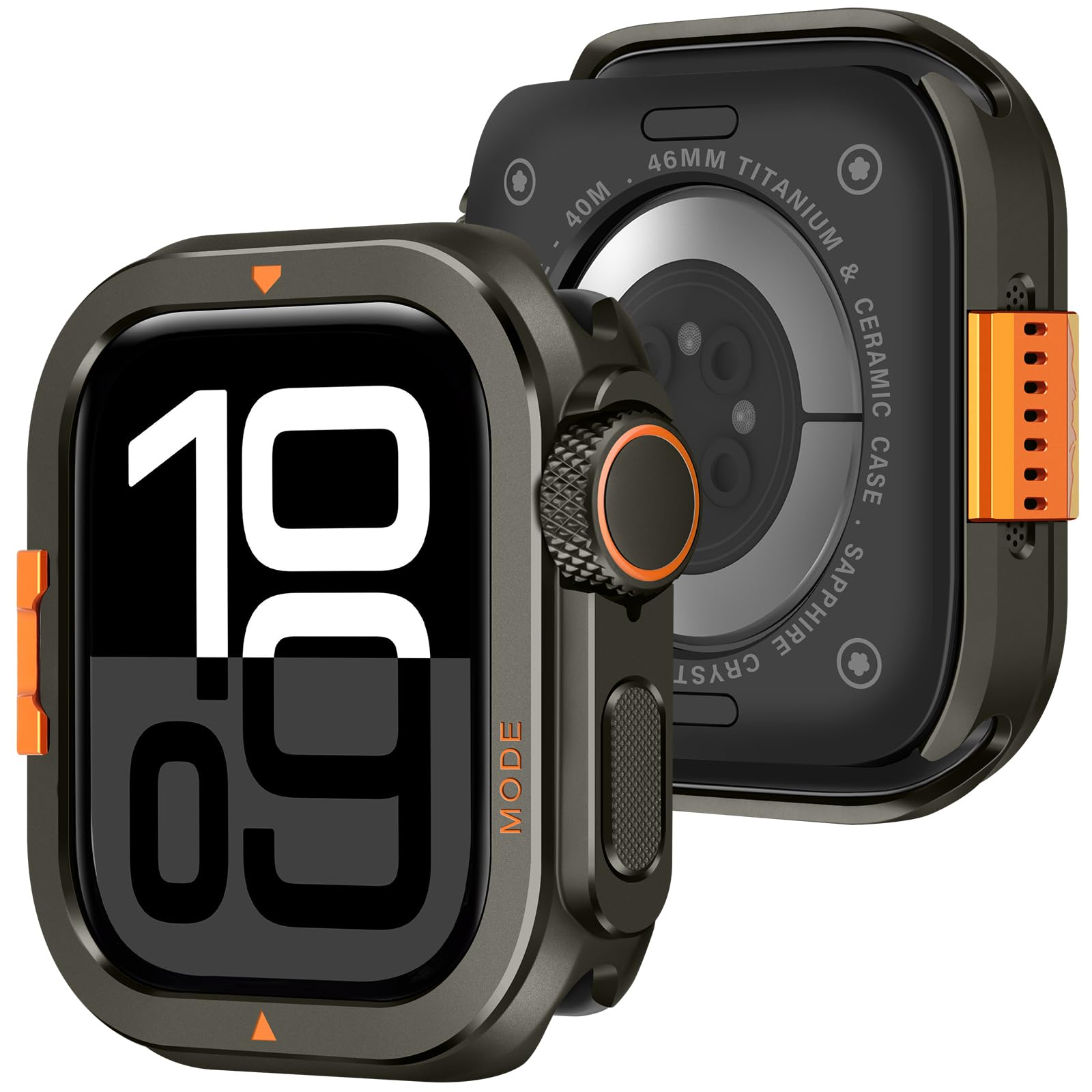 Amizee Metallo Cover Compatibile con Apple Watch Serie 11/10 46mm con Indietro Coprire, Rugged Protezione Paraurti Anti-Graffio Custodia Protettiva per iWatch 46mm, Graphite