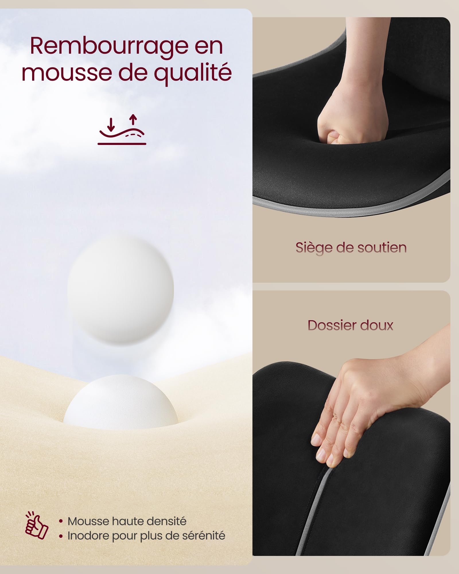 VASAGLE Lot de 2 Tabourets de Bar, Pivotants, Réglables en Hauteur, Dossier Ergonomique, Velours, Base Métallique, Modernes, pour Îlot de Cuisine, Bar, Noir d'encre LJB188B01