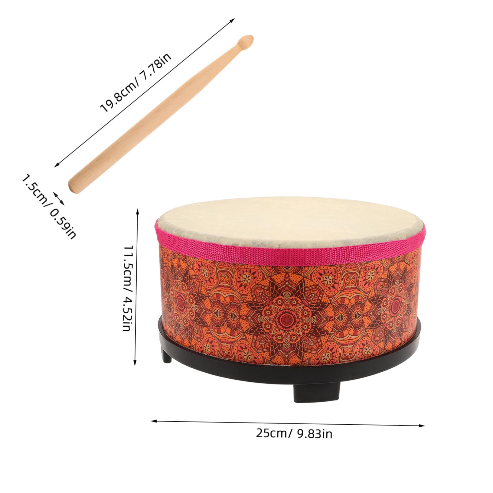 Juguete Musical para Niños de Percusión Tradicional de Madera | Baquetas Incluidas, Diseño de Tambor Unido, Uso en Clases de Música Infantil y Educación Orff