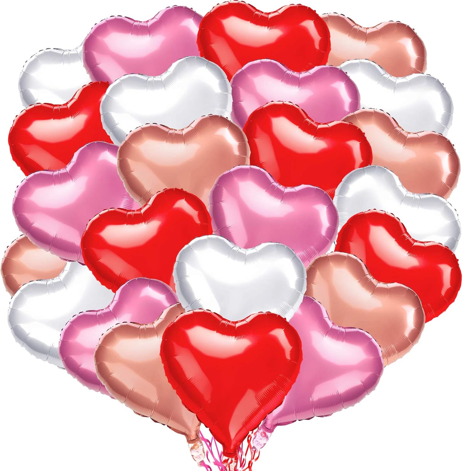 Amazon.com: Skylety 24 Pcs Valentine's Day Balloons 18 Inch Heart Foil ...