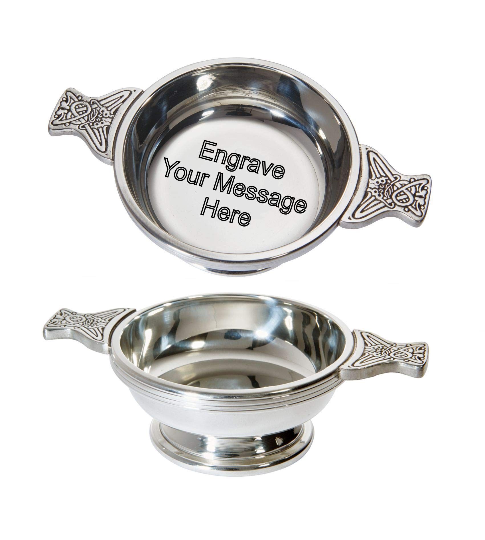 200ml Pewter Quaich Cup of Friendship, Engraved, Loving Cup Burns Night (with Engraving)