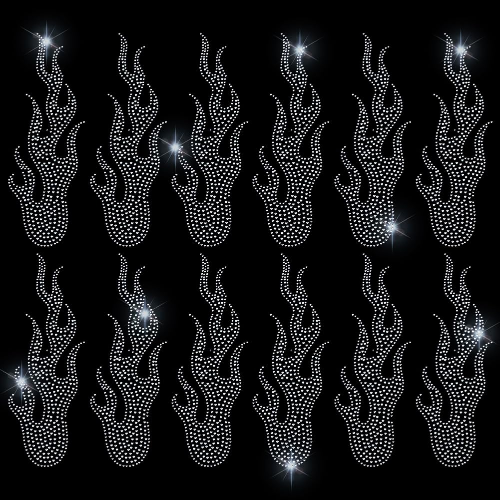 Patchs thermocollants flammes strass lot de 12 écussons brillants idée cadeau loisirs créatifs