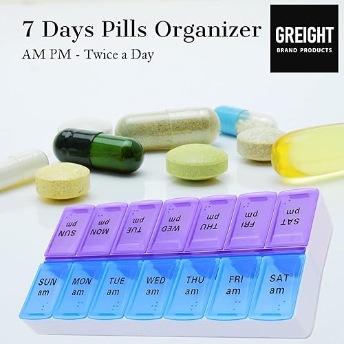 Organizador de pastillas XL – Pastillero semanal de 7 días AM PM – Dos veces al día – 9 x 4.75 pulgadas tamaño extra grande para medicamentos,