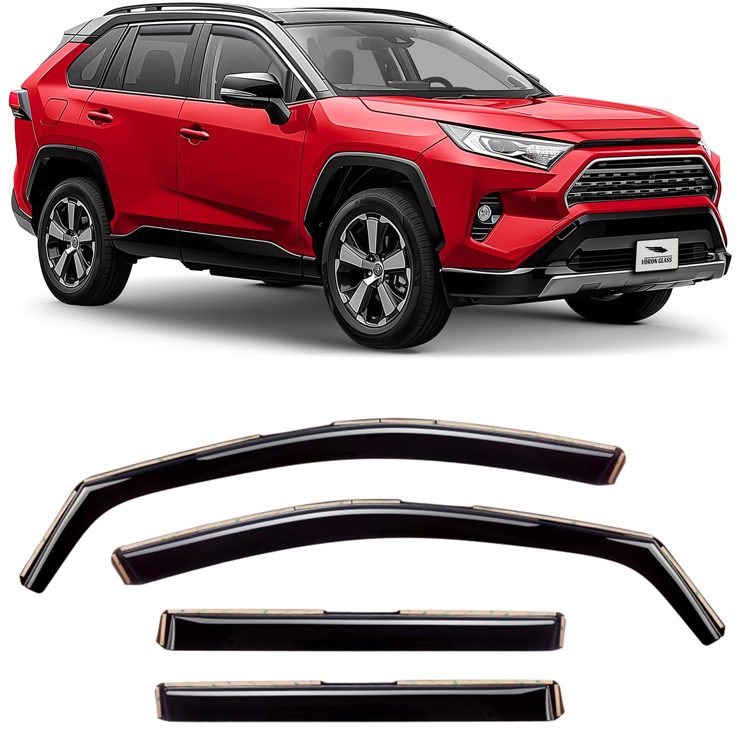 Voron Glass in-Channel Extra Durable Rain Guards for Toyota RAV4 2019-2025, Window Deflectors, Vent Window Visors, 4 Pieces - 200555