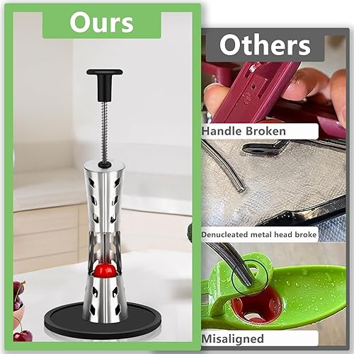 Miniatura 7 de Cherry Pitter, herramienta de eliminación de semillas de cereza duradera 2023, herramienta de descorazonador de cerezas, removedor multifuncional de