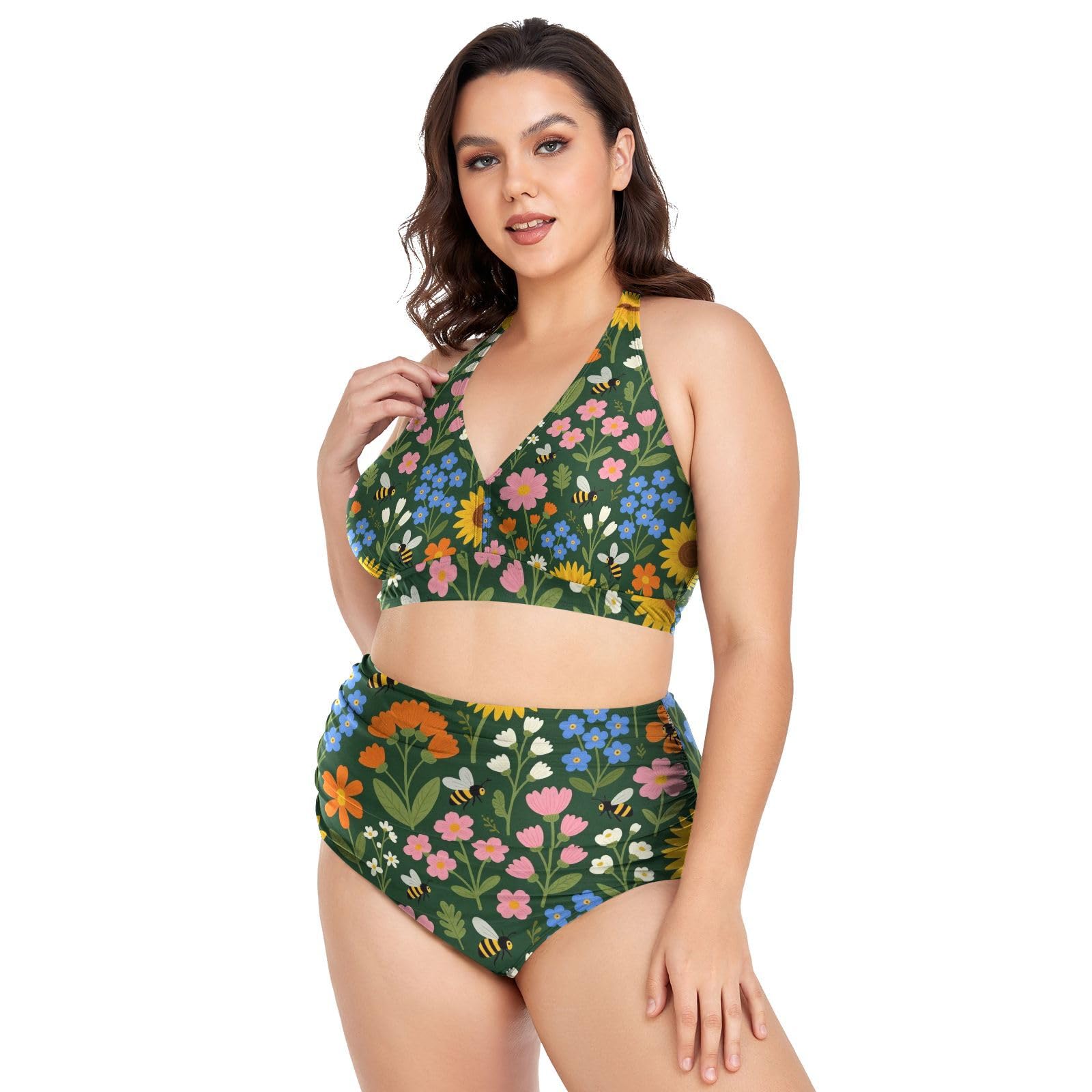 FRODOTGV Costumi da bagno da donna curvy, da L a 4XL | Spallacci regolabili in materiale liscio e setoso, ad alta elasticità, per viaggi tropicali e attività acquatiche