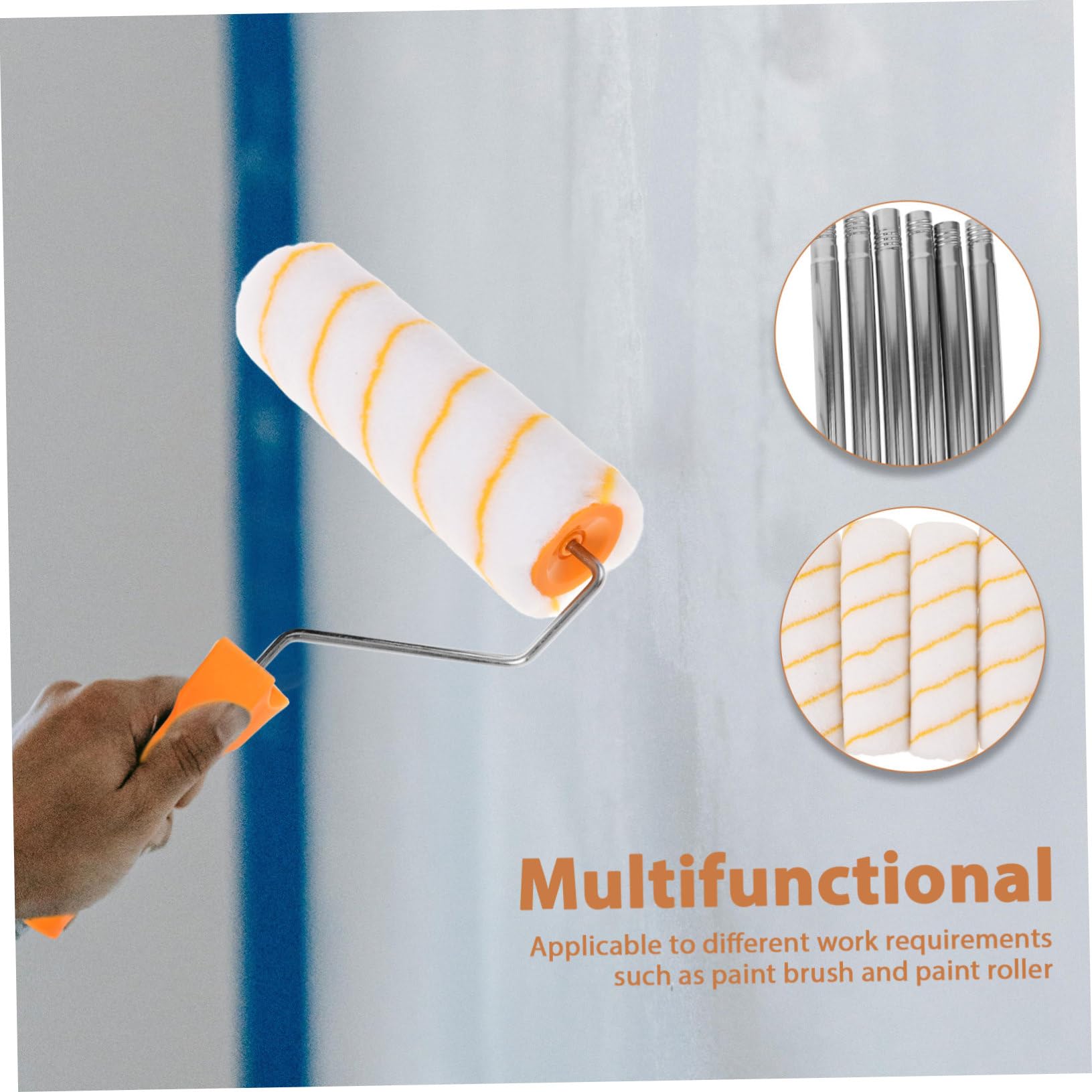 NUOBESTY Rullo per Pitturare Muri con Asta Telescopica, Impugnatura Ergonomica in Plastica e Acciaio Inox, per Pittura Domestica Precisa