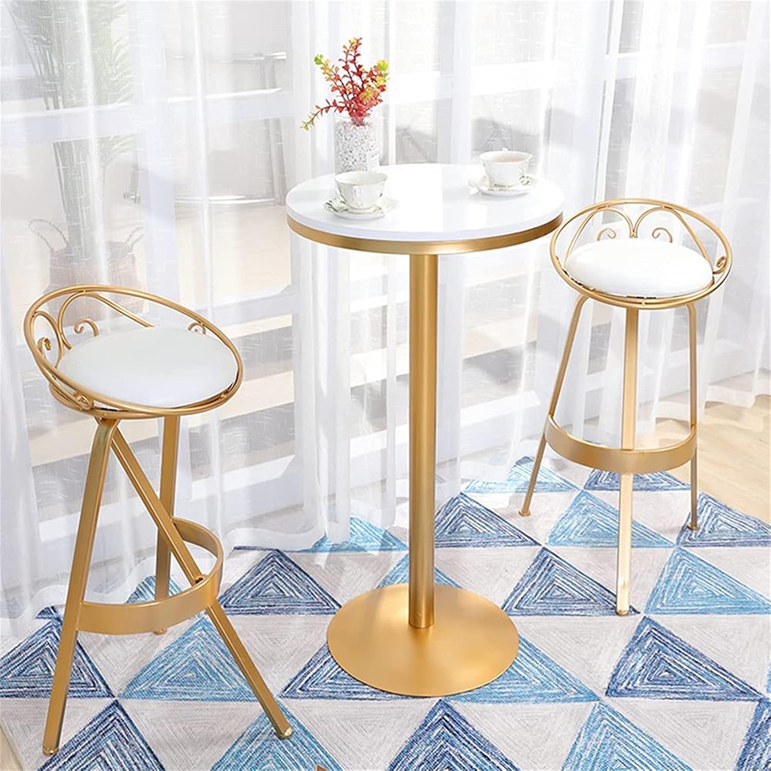 MLGBCDZ Metal Standing Pub Table, Kitchen Round Marble Height 43''/110cm Cocktail Desk, Easy to Assemble Modern Bar/Living Room Furniture, Golden(only Table) : Home & Kitchen