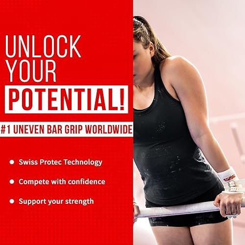Miniatura 6 de Reisport Gymnastic Protec Elite Hyper Buckle - Agarres desiguales para barra con hebilla, talla XS, S, M, L, entrenamiento de gimnasia para mujeres
