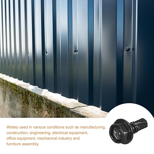Miniatura 5 de uxcell Tornillos autoperforantes con cabeza hexagonal de 34 pulgadas, 100 tornillos autorroscantes de chapa de acero inoxidable 410 para metal y
