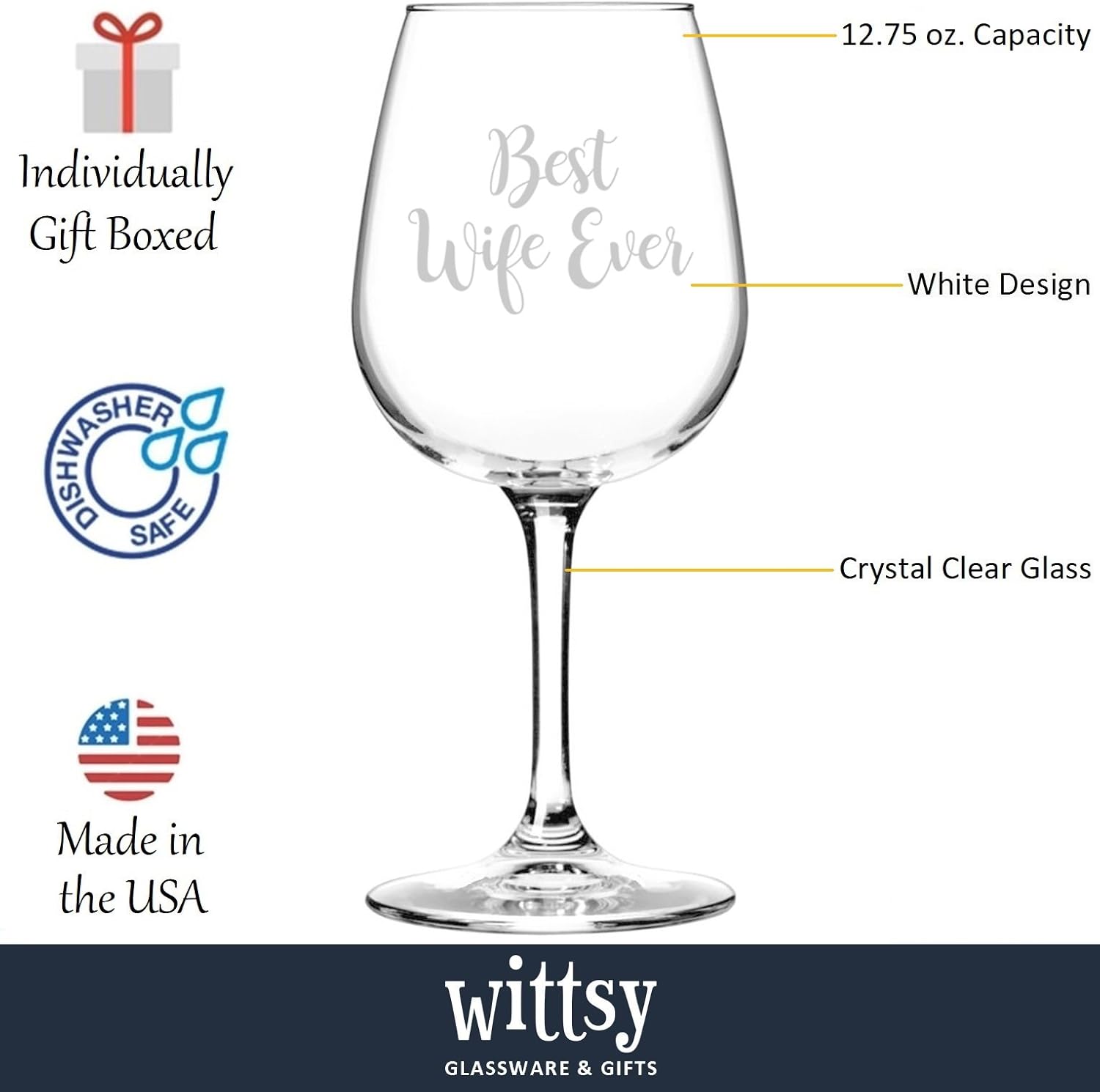 Product Deal Best Wife Ever Wine Glass - Unique Valentines Day Gifts for Wife, Women - Cool Wife Gifts from Husband, Hubby - Fun Novelty Birthday Present Idea for Her, the Mrs, Wifey, Newlywed -13oz New Deal Best Wife Ever Wine Glass - Unique Valentines Day Gifts for Wife, Women - Cool Wife Gifts from Husband, Hubby - Fun Novelty Birthday Present Idea for Her, the Mrs, Wifey, Newlywed -13oz