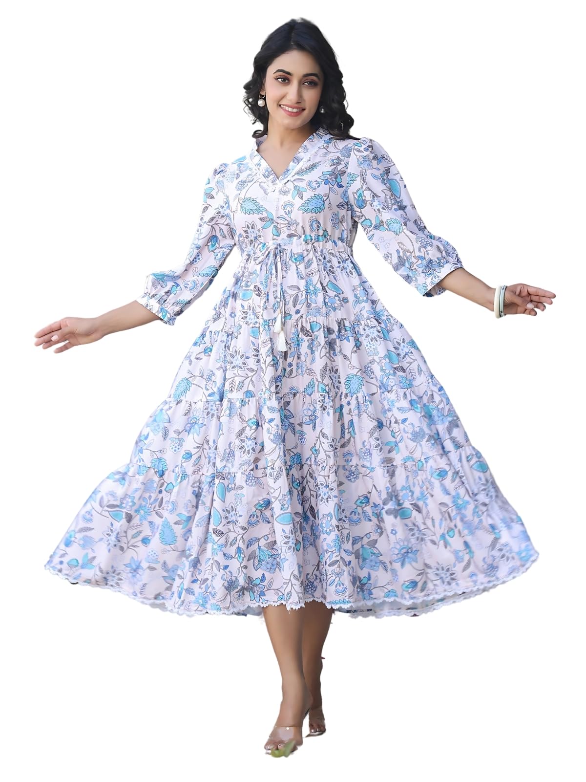 Greciilooks Women A-Line Rayon Casual Below The Knee Western Dress (Gl-W.Dress-Wd1311_White, Xl