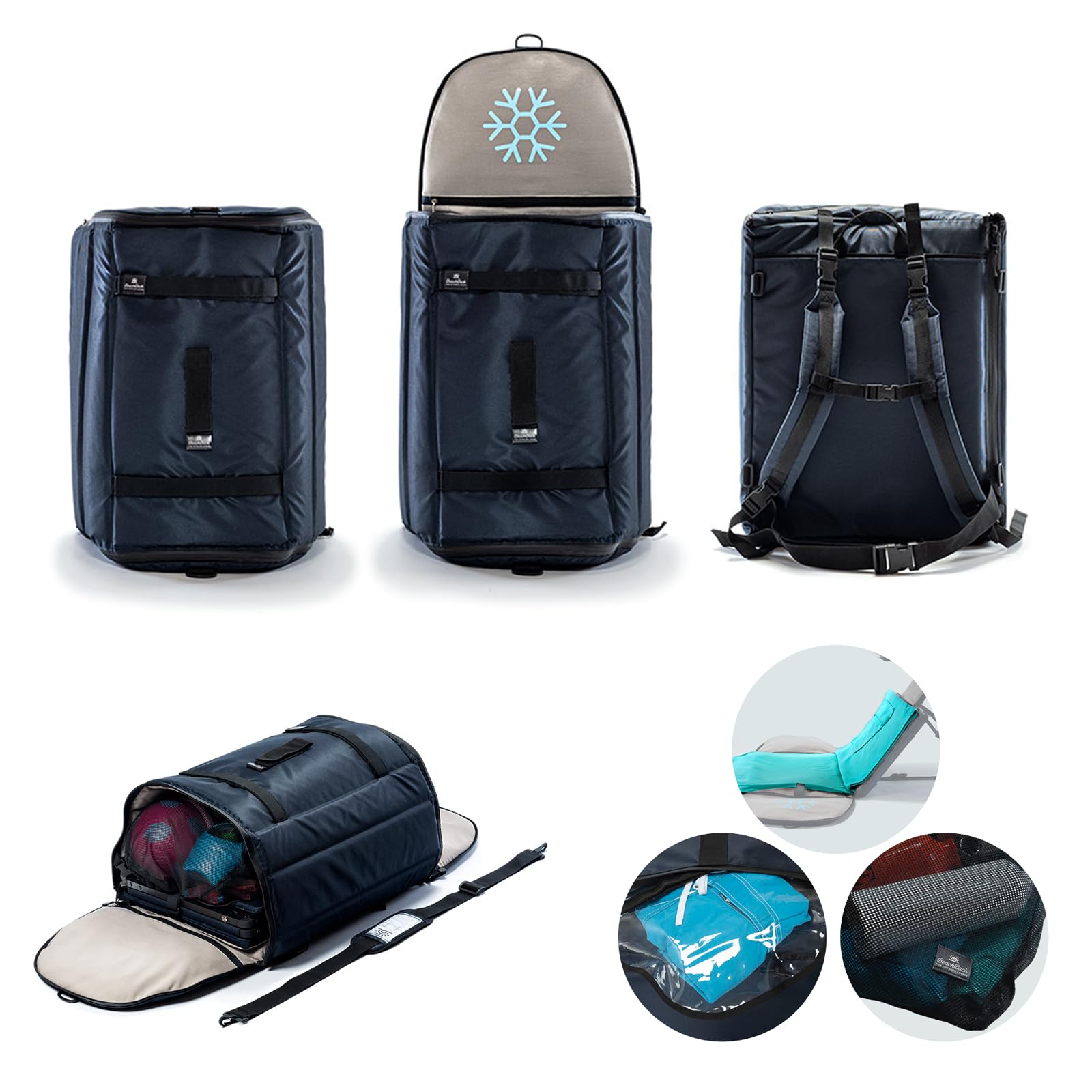 SunBack | Zaino 35 L Trasformabile in Lettino Prendisole con Parasole, Zaino 2 in 1 con Sdraio Pieghevole Integrata, Lettino da Spiaggia Portatile per Mare, Campeggio e Outdoor, Brevettato