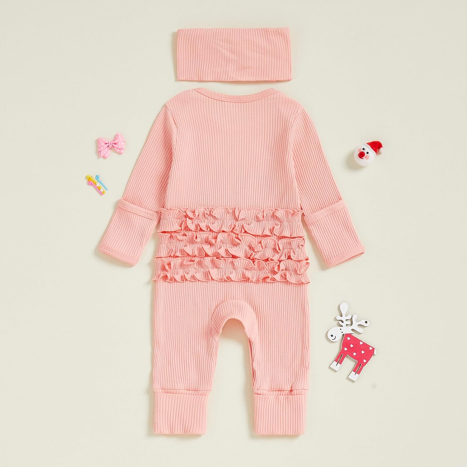 My First Christmas Baby Girl Outfit Newborn Long Sleeve Romper Jumpsuit Infant Winter Clothes - Image 6
