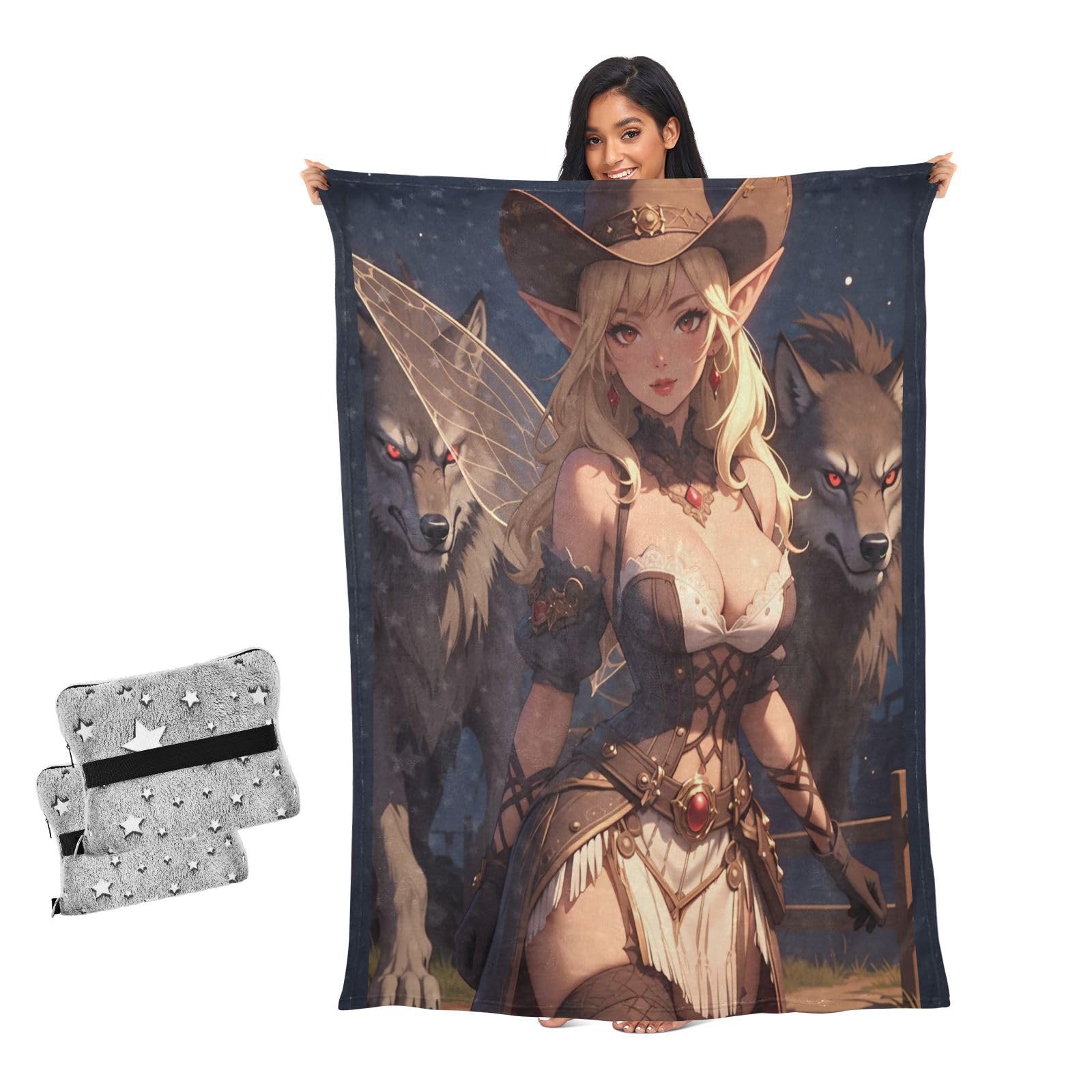 Manta para sofá que elimina el frío en invierno con diseño de vaquero elfo