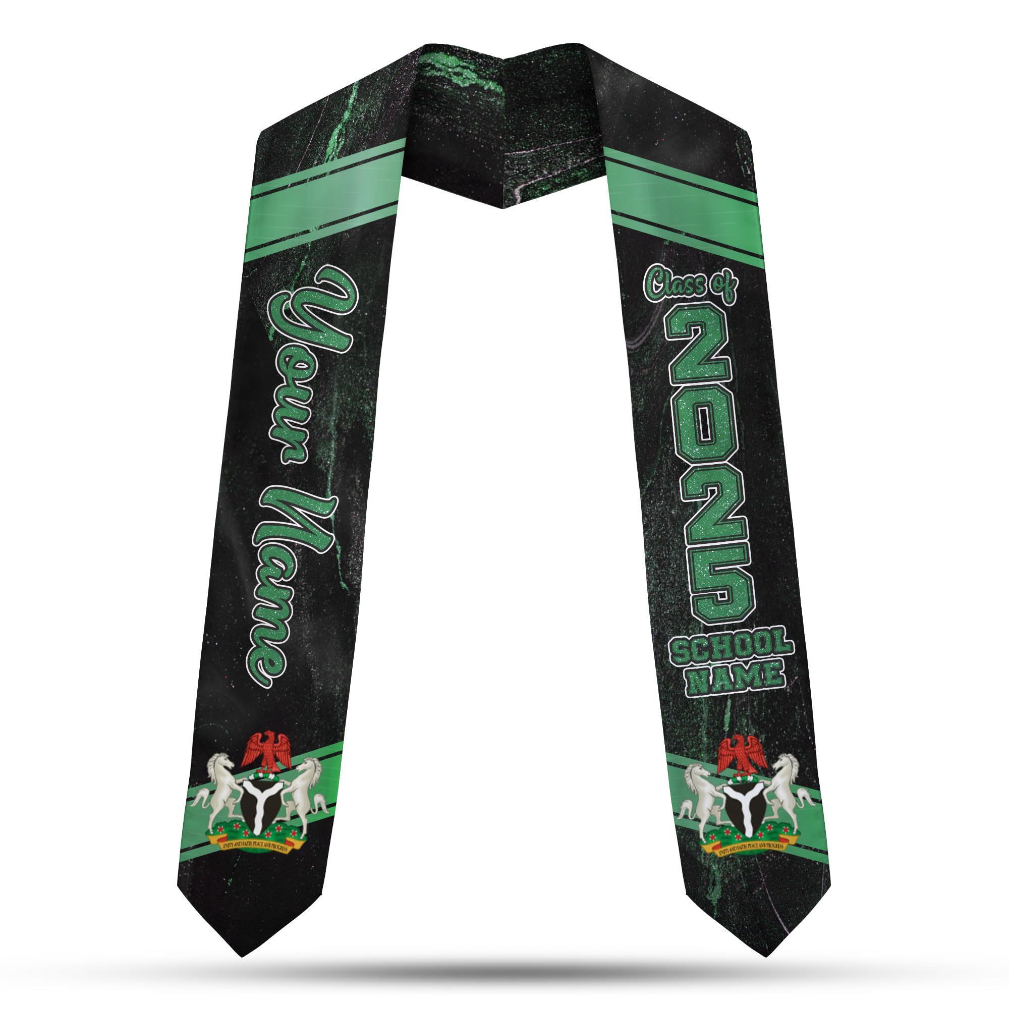 MoonArt Custom Nigerian Graduation Sash, Nigeria Graduation Stole Customize, Nigerian Stoles For Graduation 2025, Class of 2025 (NG1)